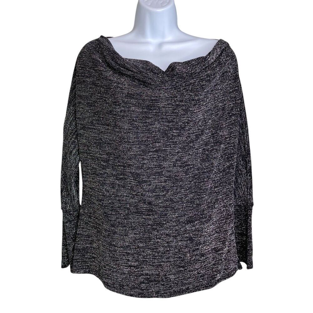 Julian‎ Chang Women's Gray Cowl Neck Top Size L Stretchy Sophisticated Draping